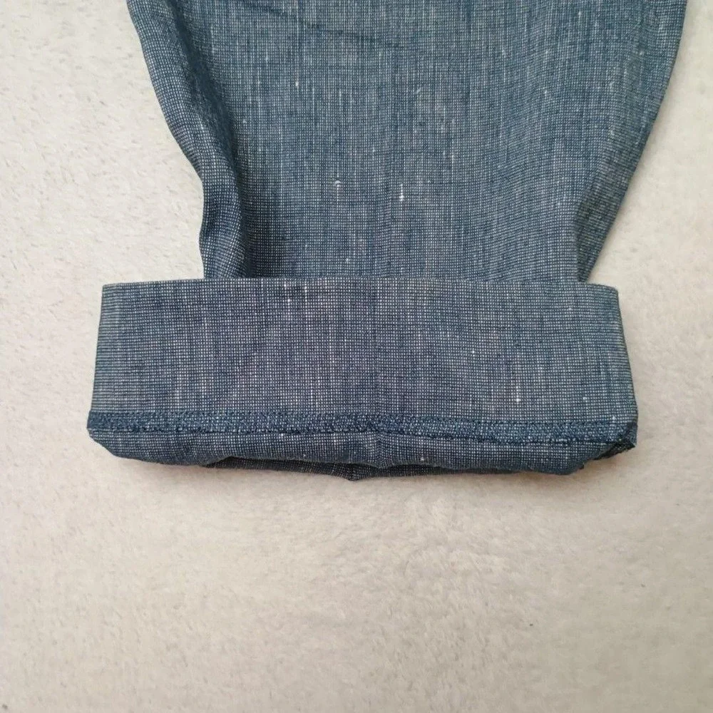 Banana Republic Pants Mens 32x30 Blue Chambray Linen Blend Dress Flat Front Work